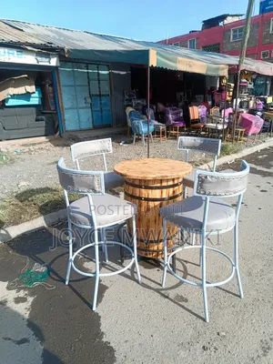 Modern Bar Chairs With a Barrel Table, Set 