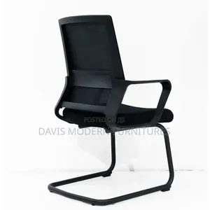Modern Mesh Visitor Office Chair With Cantilever Metal Base – Black