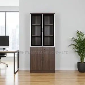 Office Cabinet; Executive Wooden Storage Cabinet With Glass Doors
