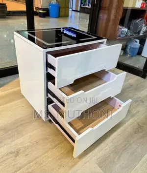 White Modern 3 Drawer Smart Nightstand