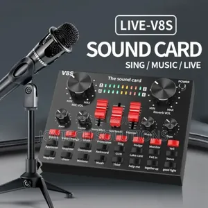 V8s Professional Live Sound Card Mixer – Voice Changer Audio Inter