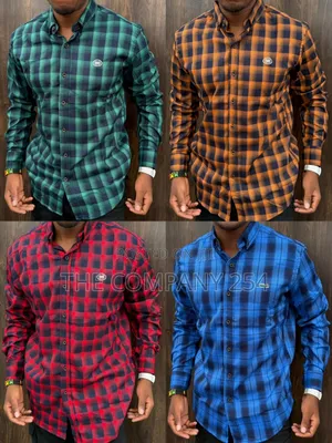 Quality Casual Cotton Checked Men Collar Long-Sleeved Shirts