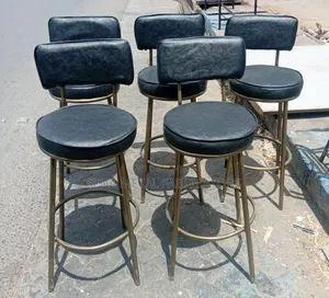 Modern Barstools With Padded Faux Leather Seat.