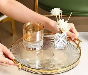 Decorative Acrylic Tray With Golden Handle