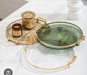 Decorative Acrylic Tray With Golden Handle