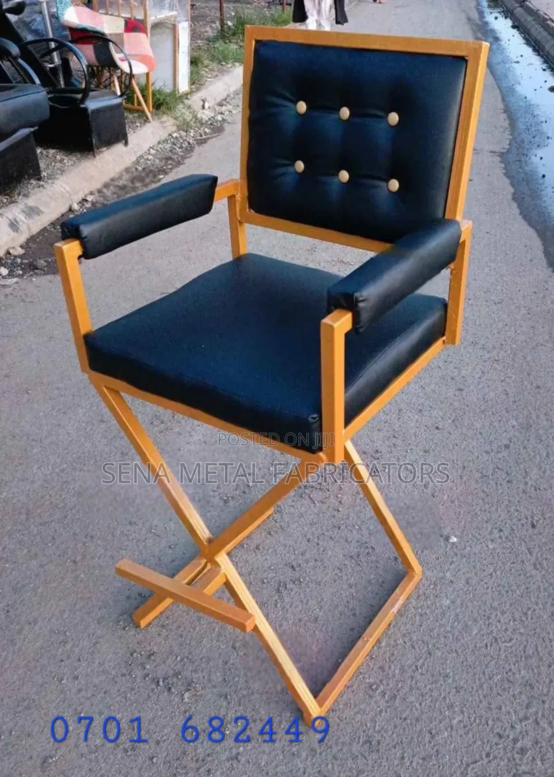 Makeup Chair Featuring a Gold Metal Frame