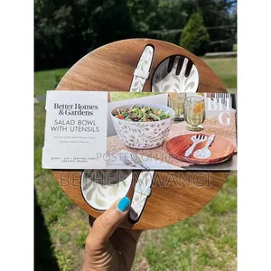 4-piece Bamboo Melamine Salad Serving Bowl And Utensil Set In Kenya