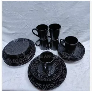 24 Pieces Black Dinner Set