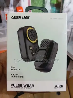 This Is a Green Lion Pulse Wear Wearable Bluetooth Speaker.