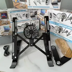 Adjustable, Foldable Laptop Stand With a Built-in Cooling Fan.