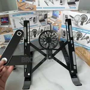 Adjustable, Foldable Laptop Stand With a Built-in Cooling Fan.