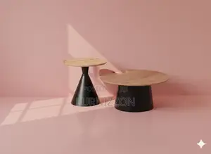 Modern Wooden Top Two Piece Round Living Room Table