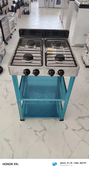 Rebune Four Burner Standing Gas Stove With Shelves