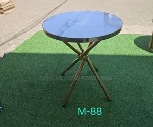Modern Round Marble Top Dining Table With Gold Cross Legs
