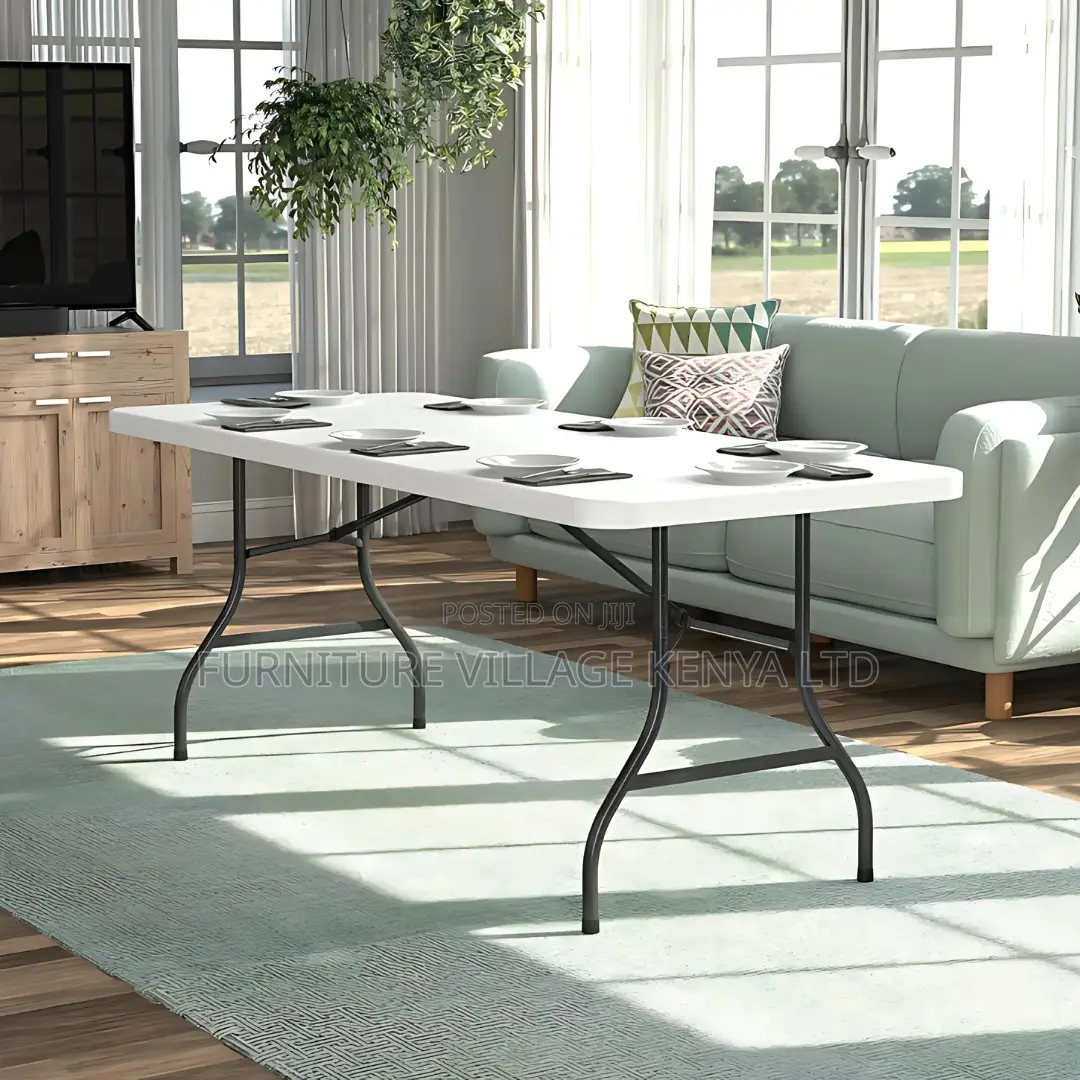 Foldable Table; Stylish White 120cm Folding Dining Table
