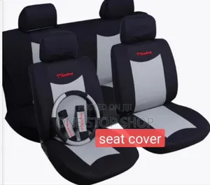 Polyester Detail Stylish Grey Black Seat Covers Full Set