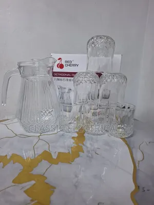 7pcs Glass Water Set 1pc Glass Jug 1.3ltrs 6pcs