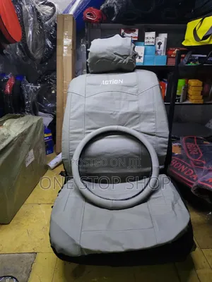Grey Leather Seat Cover Full Set of 5 Seater Car With Steering Cover