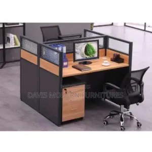 4-Way Office Workstation Cubicle Desk With Partitions Drawer Unit