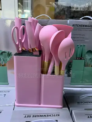 19 PCS Pink Silicone Spoons