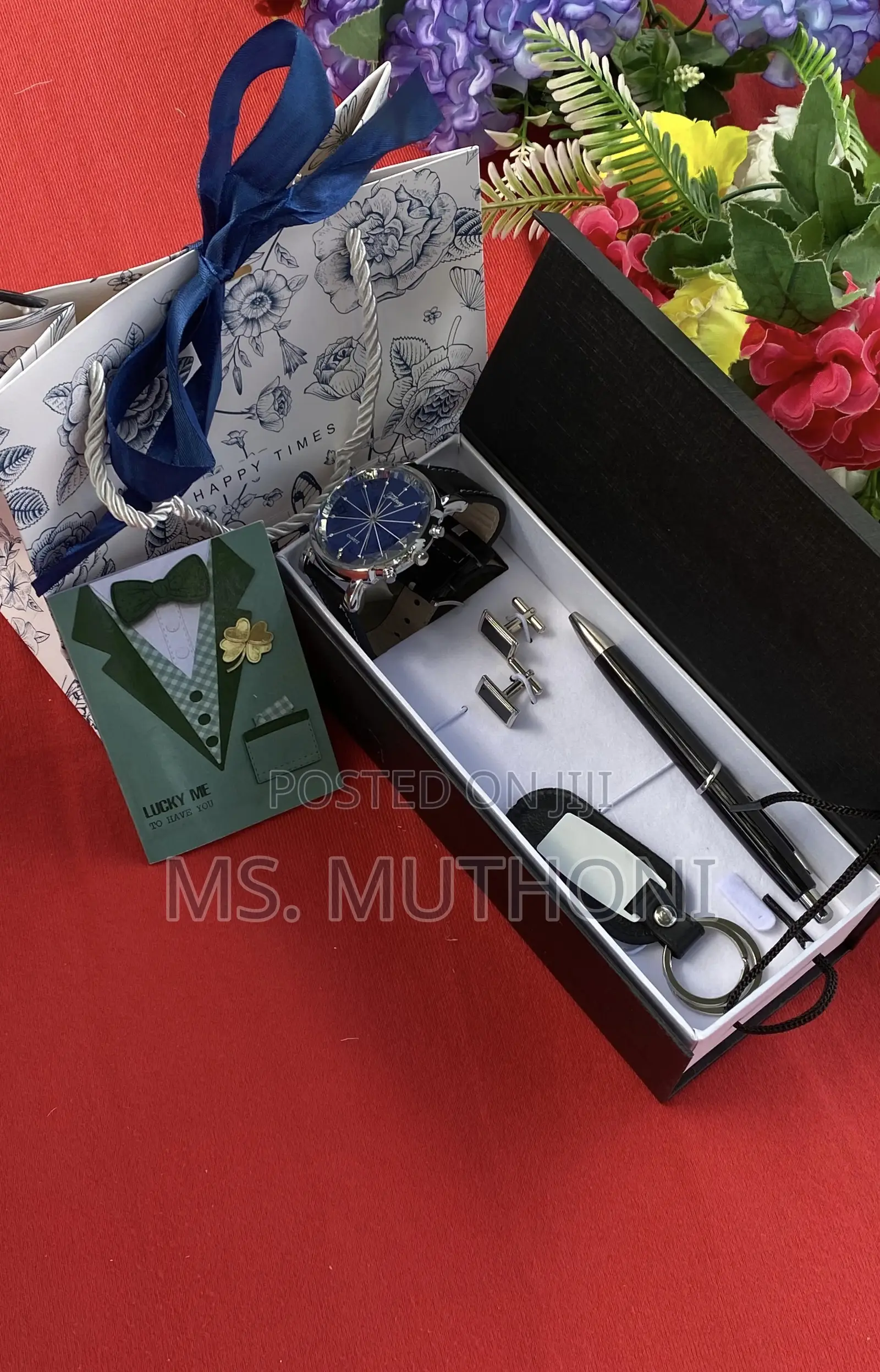  Men Gift Pack : Cufflinks , Watch ,Pen ,Key Holder