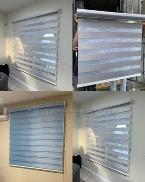 Ash Grey Horizontal Roller/Zebra Blinds for Kitchen/Office Space