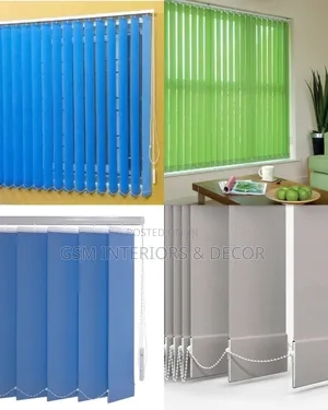 Blue/Lime Green Office Blinds and Curtains