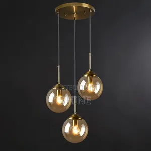 Modern 3 Light Glass Globe Pendant Light