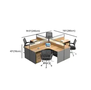 Office Workstation; Open-plan Curved 4-person Workstation