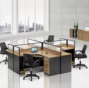Office Workstation; Open-plan Curved 4-person Workstation