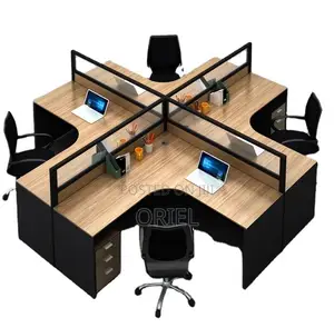Office Workstation; Open-plan Curved 4-person Workstation