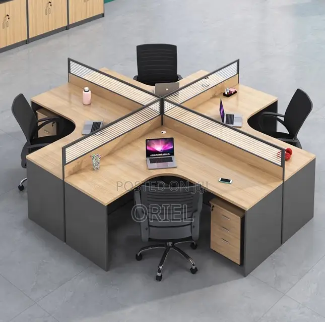 Office Workstation; Open-plan Curved 4-person Workstation