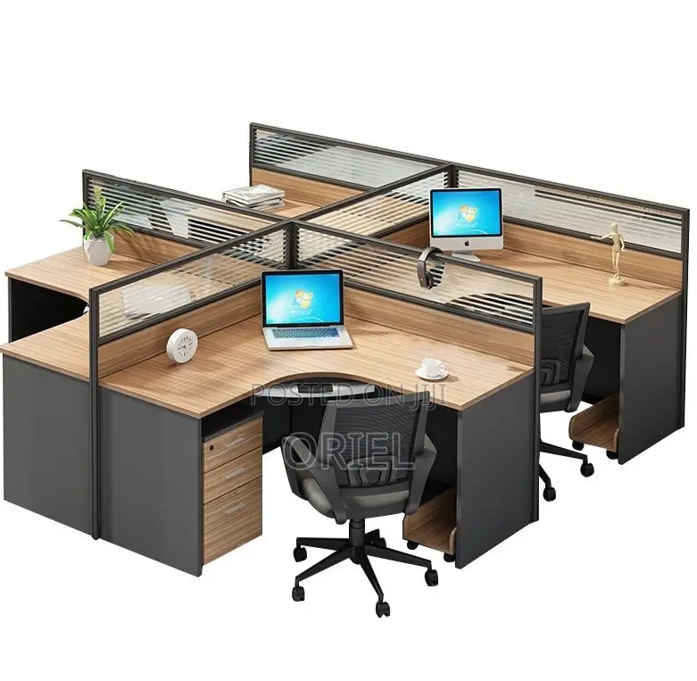 Office Workstation; Open-plan Curved 4-person Workstation