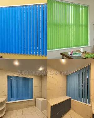 Unwrinkled Office Blinds/Curtains in Lime and Ocean Bluish