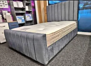 Grey Modern Velvet Panel Bed Size 5 by 6