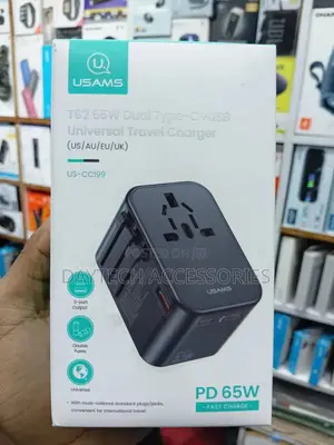 Usams 65w Pd Fast Dual Type-C Usb Universal Wall Travel Charger Adapte