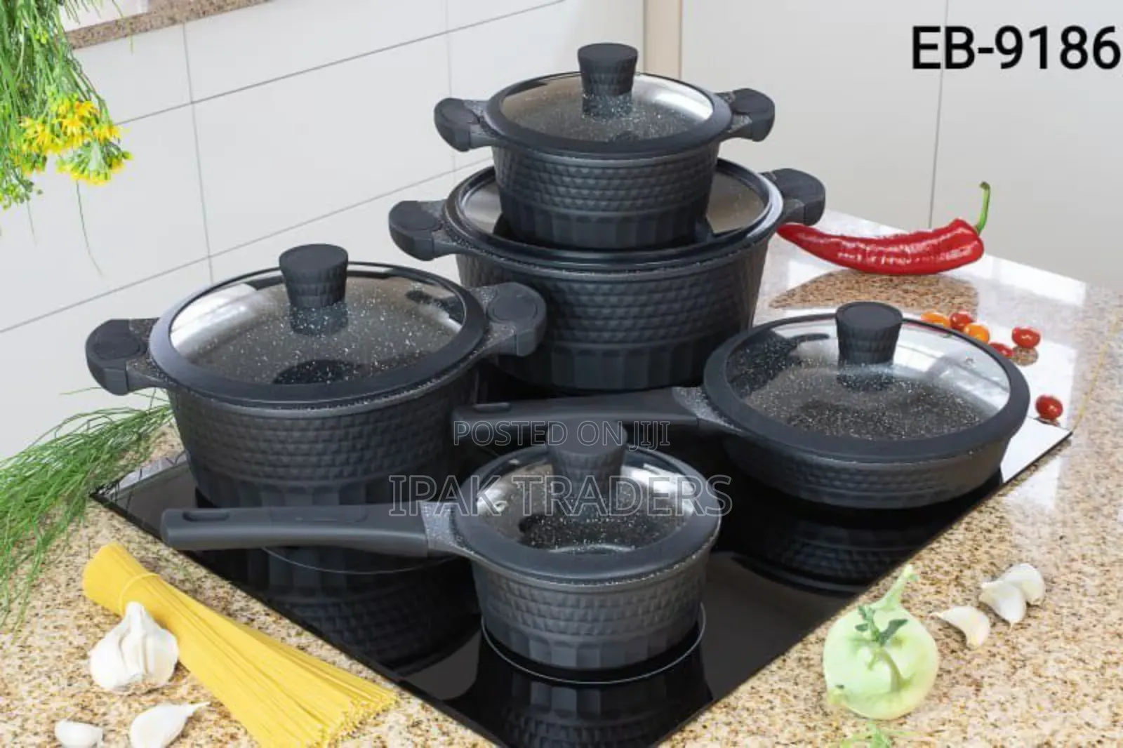 *Edenburg 10pc Cookware Set(Black)*
*Induction Enabled