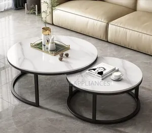 2 in 1 Pure Marble Table With Black Stand