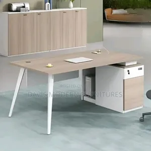 Modern Executive Office Desk With Side Cabinet 