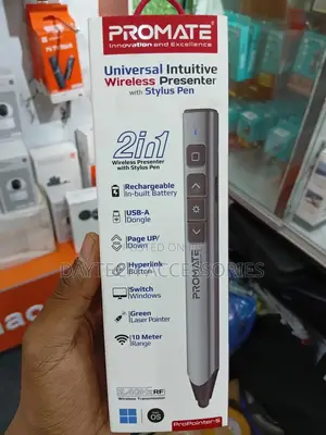 Promate Wireless 2-in-1 Presenter With Multifunctional Stylus Pen.