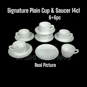 6pcs Signature Plain Cup Saucer 14cl