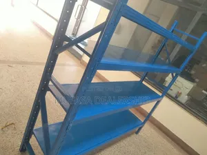 Double-Sided Blue Shelves