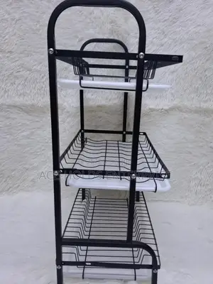 3 Tier High-Quality Carbon Steel Dish Rack - Black