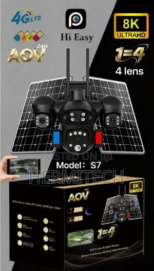 4lens Four Views Aov PTZ 4g Sim Card Solar Ip Camera Outdoor