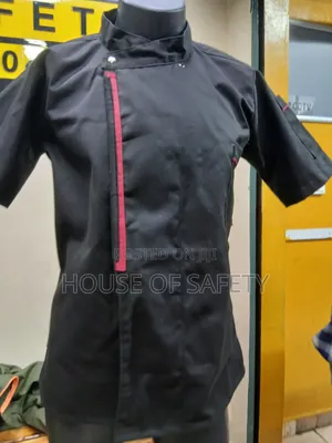 Black Black Red Pipped Chef Coats