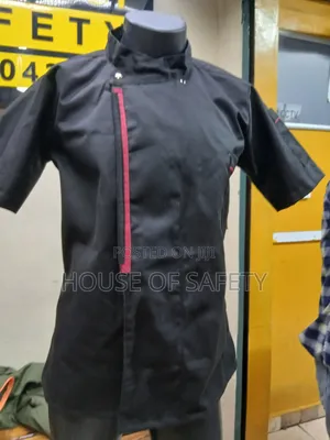 Black Black Red Pipped Chef Coats