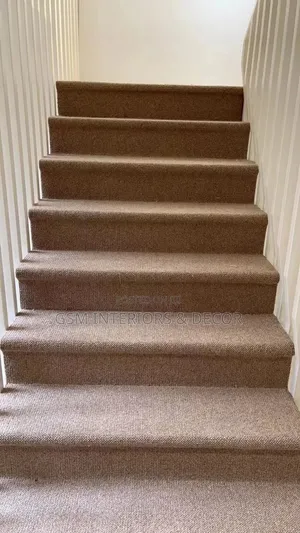 Beige/Brown Wall to Wall Carpets for Warm Stairs