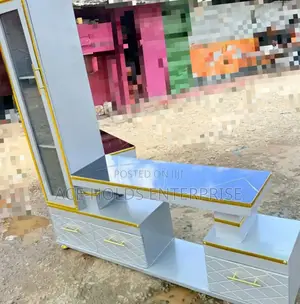 Executive Tv Stand With Marble Coating and Shelf Cabinet