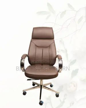 Brown High-Back Executive Leather Chair | Clean Look, Strong Base