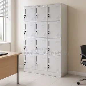 Office Cabinet; Twelve Lockers Metallic Office Cabinet